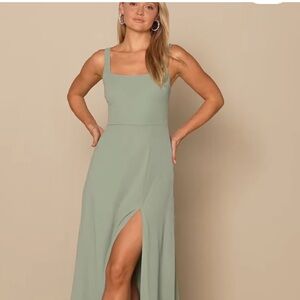 Lulu's Sage Green Maxi Dress with Slit